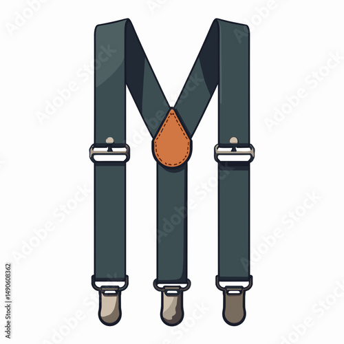 stylish leather suspenders with brown buckle  fashion accessory illustration