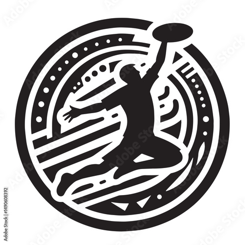 Ultimate Frisbee Silhouette line art vector illustration on white background