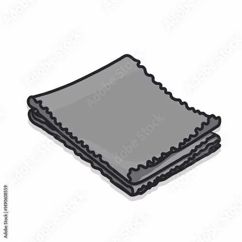 gray folded towel with ruffled edge  stock illustration