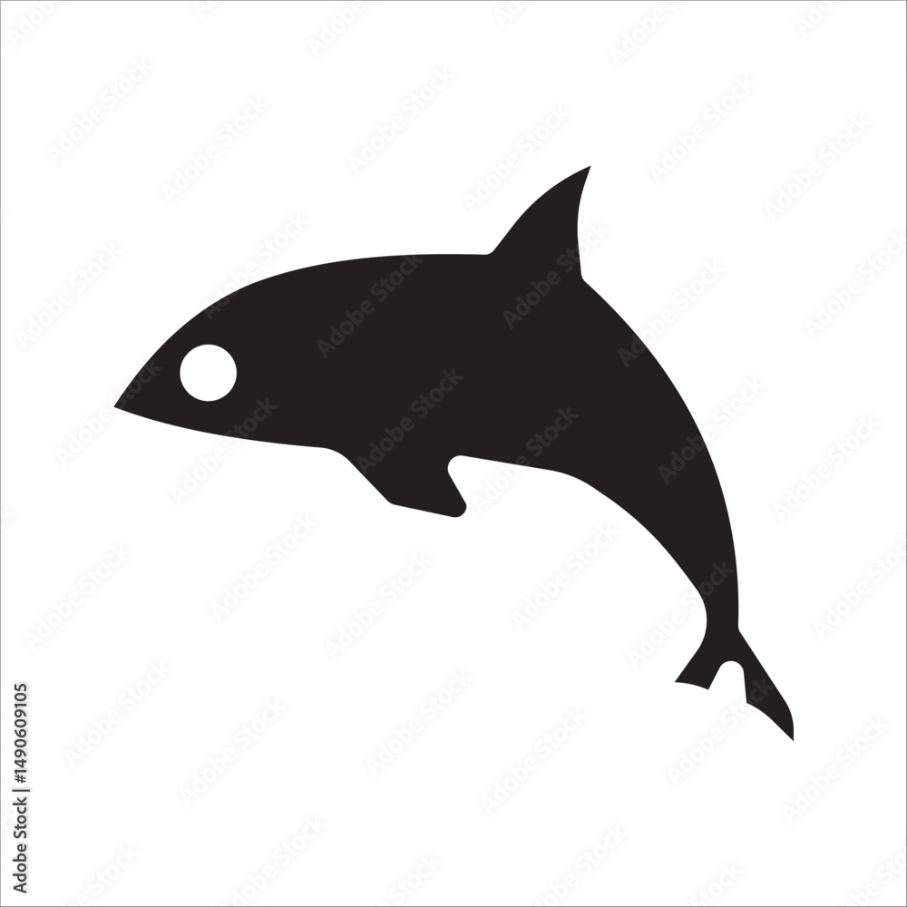 Fototapeta premium Dolphin icon, line art drawing. Simple abstract illustration, on white background