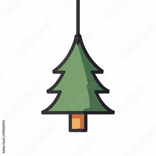 colorful christmas tree decoration with green leaves and brown trunk