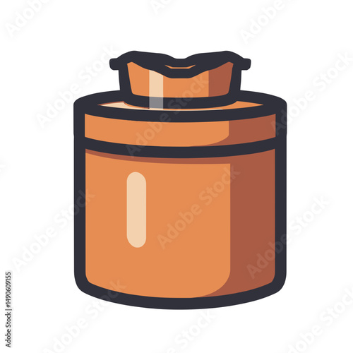 vintage orange jar with black lid  stock illustration