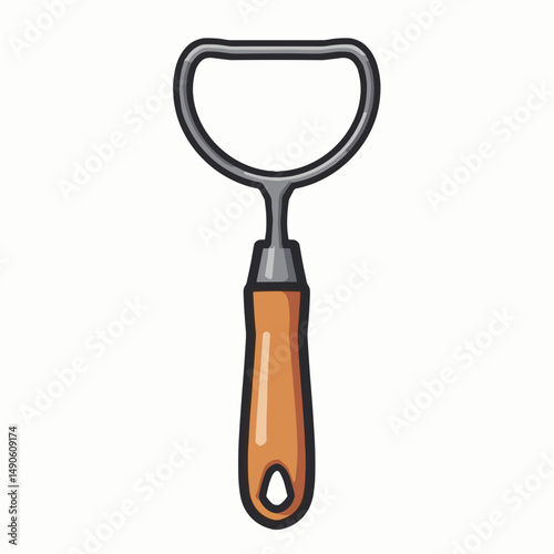 vintage style ice cream scoop with wooden handle  brown and white
