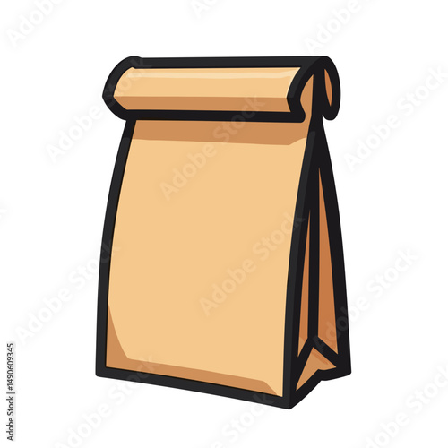brown paper bag with handles  cartoon illustration