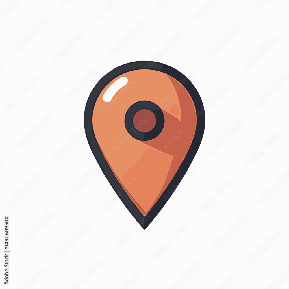 vibrant orange location pin icon with shiny reflection vibrant orange location pin icon with shiny reflection