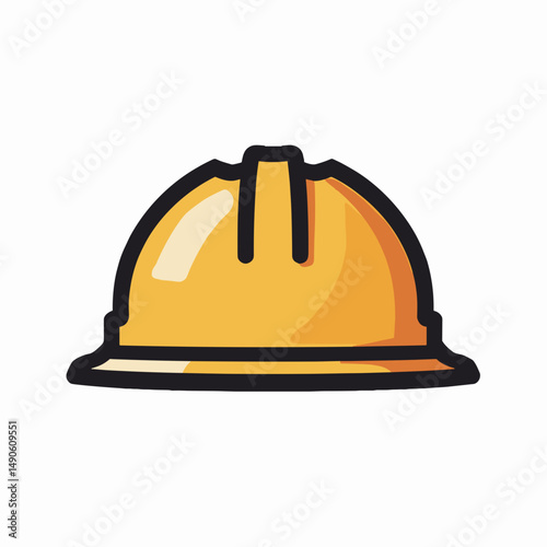 vibrant yellow hard hat icon with reflective stripes
