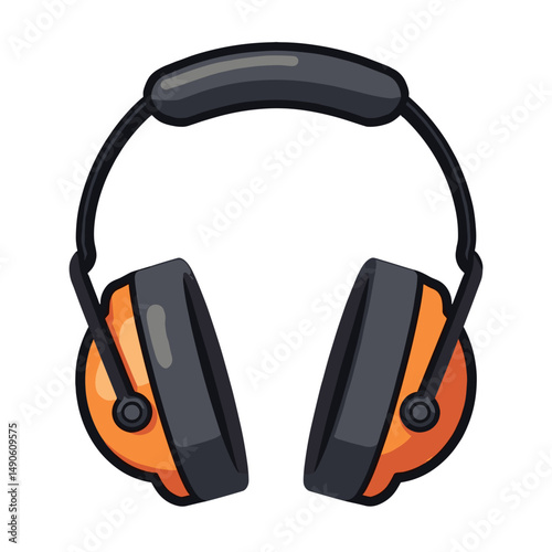 vibrant orange safety headphones with black earpieces