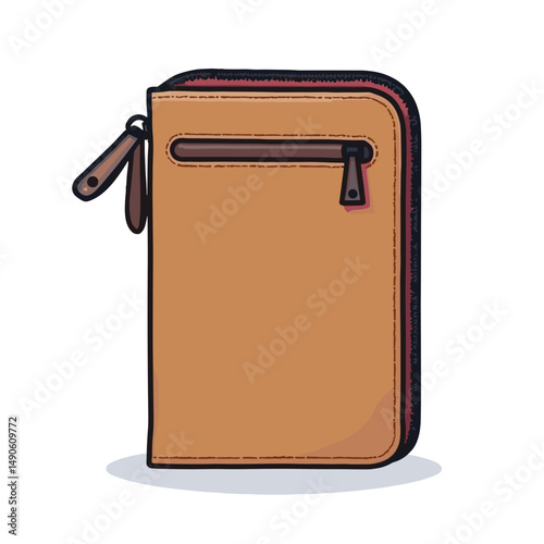 brown leather briefcase with handle and zipper