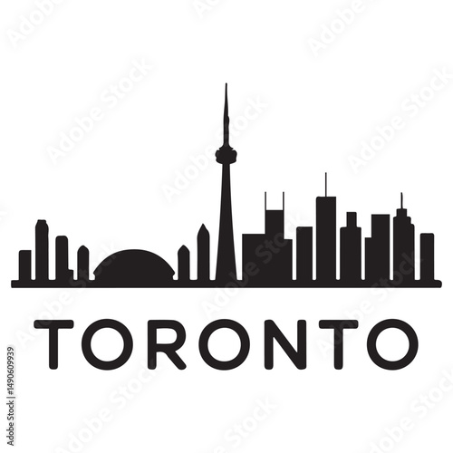 Toronto City skyline Vector black silhouette. with white background