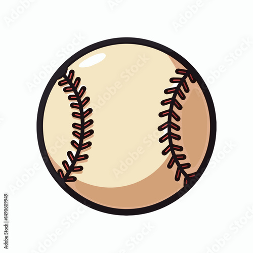 baseball with red stitching  cartoon illustration