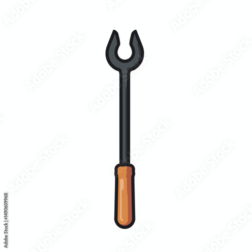 wrench tool with orange handle  black and white illustration
