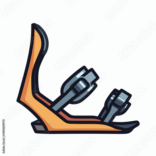 ski boot with yellow strap and silver buckles