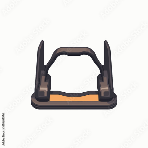 d illustration of brown metal hinge with yellow screws