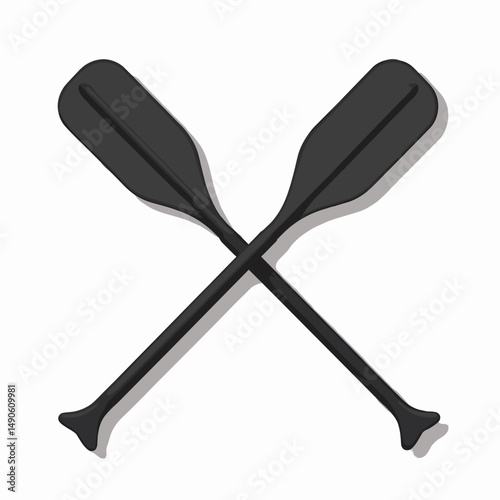 black oars with white handles  rowing equipment for water sports