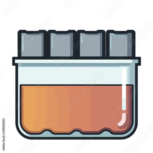 glass vial with amber liquid  medical research, laboratory testing