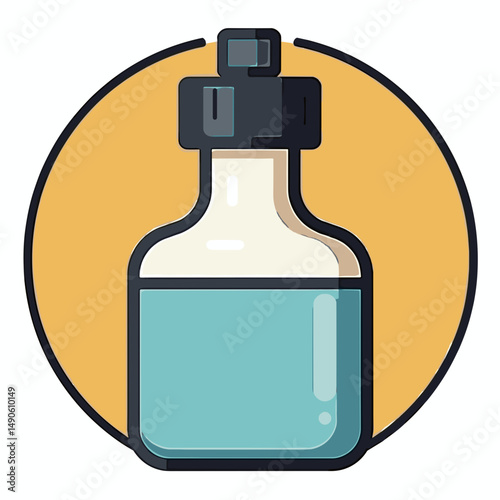 blue glass bottle with dropper  medical supplement container illustration