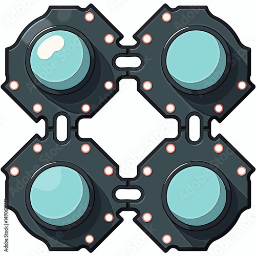 hightech gadget with blue circular buttons