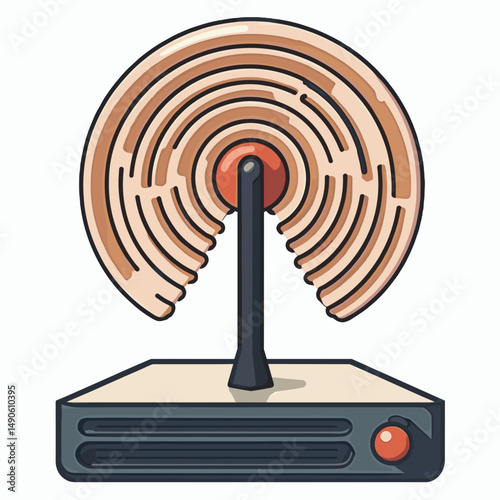 d illustration of radio antenna with circular patterns