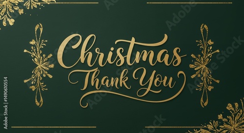 Elegant Gold Christmas Thank You Card Festive Script and Glitter