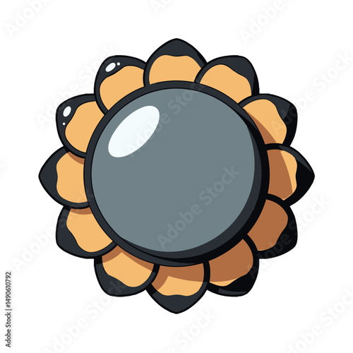 cartoon pencil illustration with yellow and gray accents