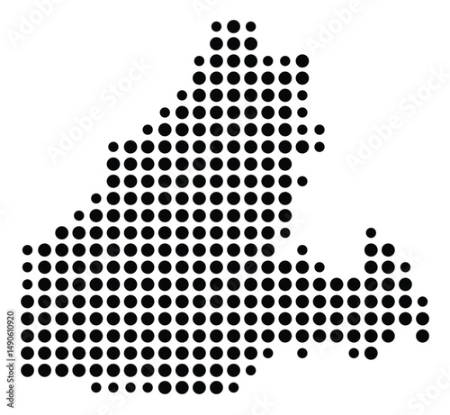Symbol Map Of the County Larue (Kentucky, US) showing the County with a few black dots