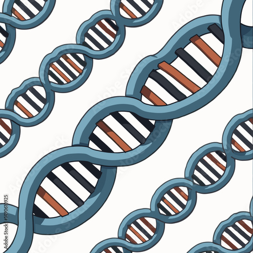 dna double helix illustration with blue and orange colors