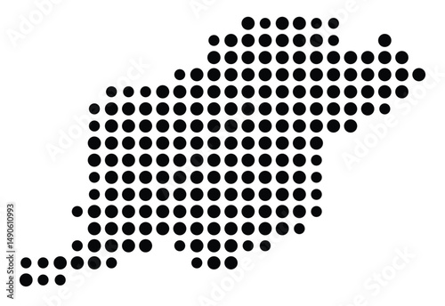 Symbol Map Of the County Letcher (Kentucky, US) showing the County with a few black dots