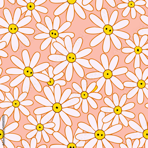 Wallpaper Mural Pink Background Daisy Flower Pattern Seamless Repeat Torontodigital.ca