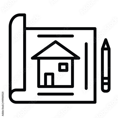 House blueprint with pencil for architectural design