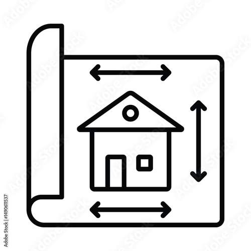 House blueprint depicting building dimensions