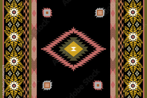 Ikat rug ethnic art seamless pattern traditional and modern style wallpaper, set, geometric, oriental, fabric, clothing, print, ornament, Aztec geometric, furniture