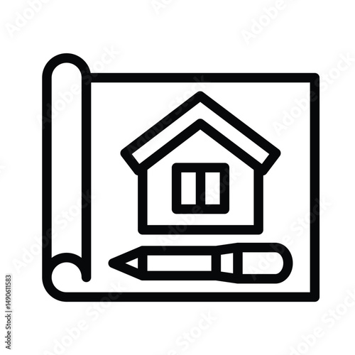 Home blueprint drawing icon planning home design