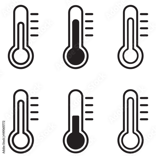 set vector various Thermometer Icons line art outline