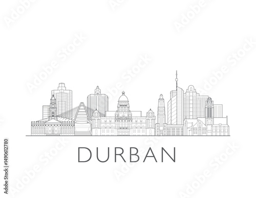 Durban, South Africa, cityscape illustration skyline drawing