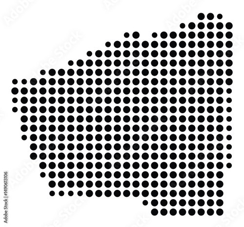 Symbol Map Of the County Trigg (Kentucky, US) showing the County with a few black dots