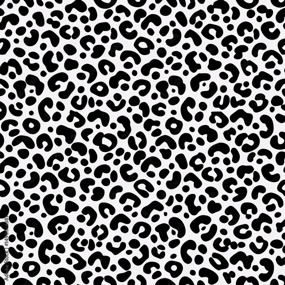 Fototapeta premium Black and White Leopard Print Seamless Pattern