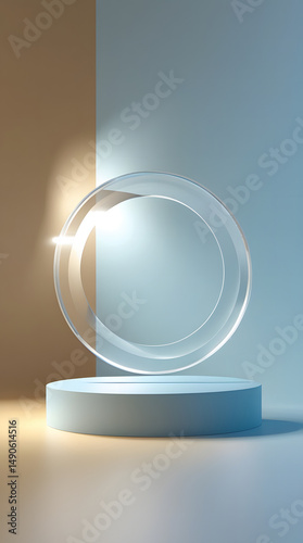 Pastel Blue and Cream Modern Podiums. Generative By Ai