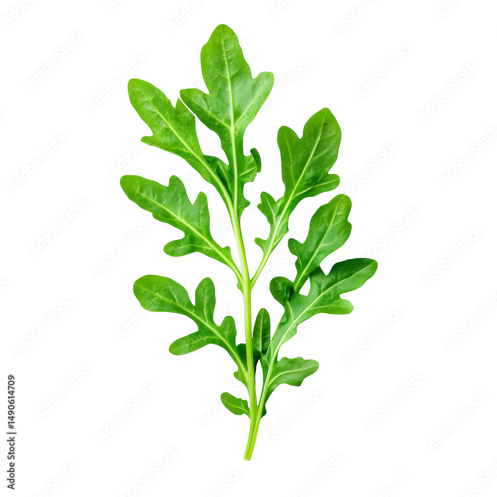 Fresh arugula leaf isolated on transparency background, showcasing its vibrant green color and distinct shape Fresh arugula leaf isolated on transparency background, showcasing its vibrant green color and distinct shape
