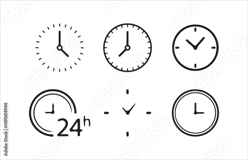 Time icon set. Timer, alarm, schedule, hourglass, clock icons, Victor illustrations  Eps 10