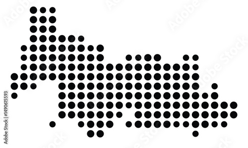 Symbol Map Of the County Hampshire (Massachusetts, US) showing the County with a few black dots