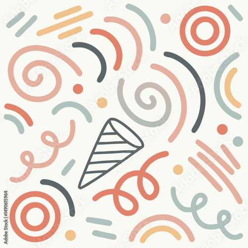 Abstract Party Background: Colorful Doodle Pattern