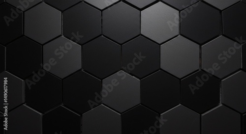 Black hexagon background pattern dark geometric texture abstract modern wallpaper graphic design element