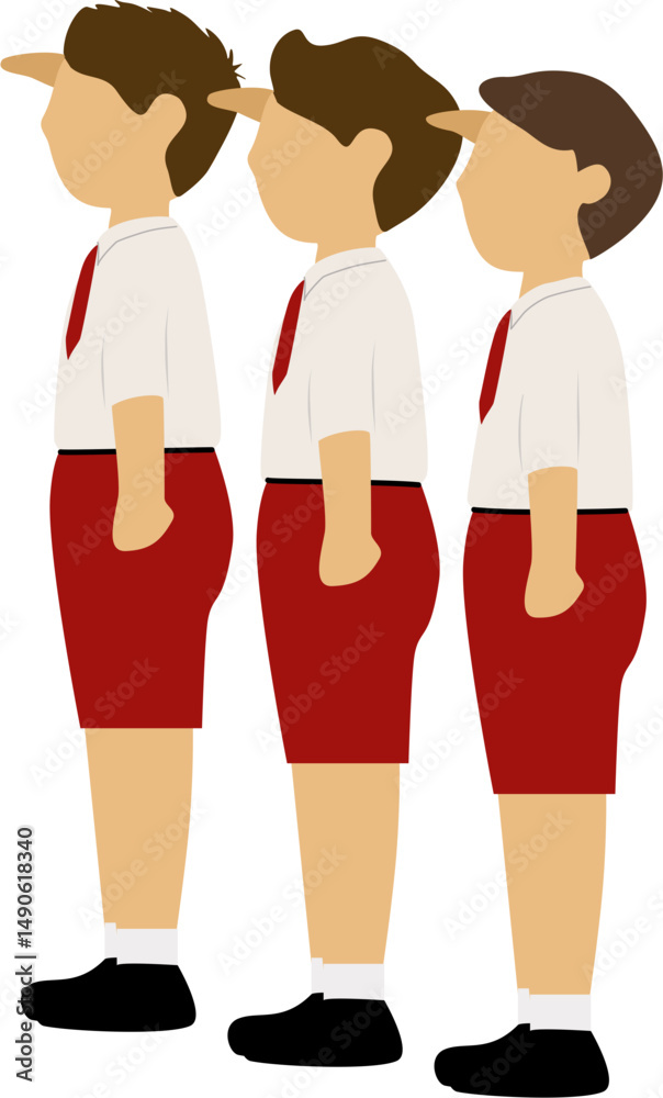 Obraz premium Elementary School Students Are Doing a Salute Pose