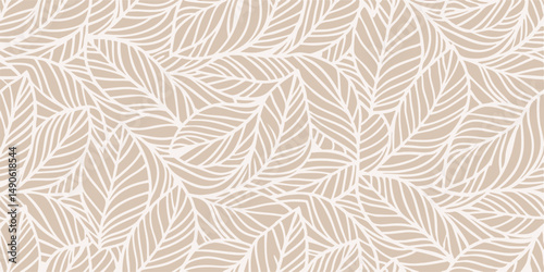Beige Leaf Pattern Seamless Texture Background