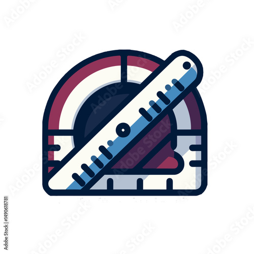 A ruler and protractor crossed icon symbolizing measurement and precision in education