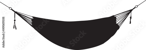 Black Silhouette of a Hanging Hammock for Relaxation
