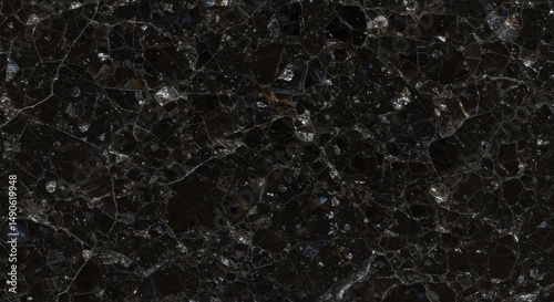 Black granite texture background for interior design and dark stone surface with natural pattern