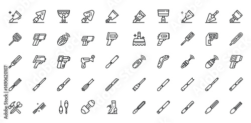 Assorted outline icons of tools