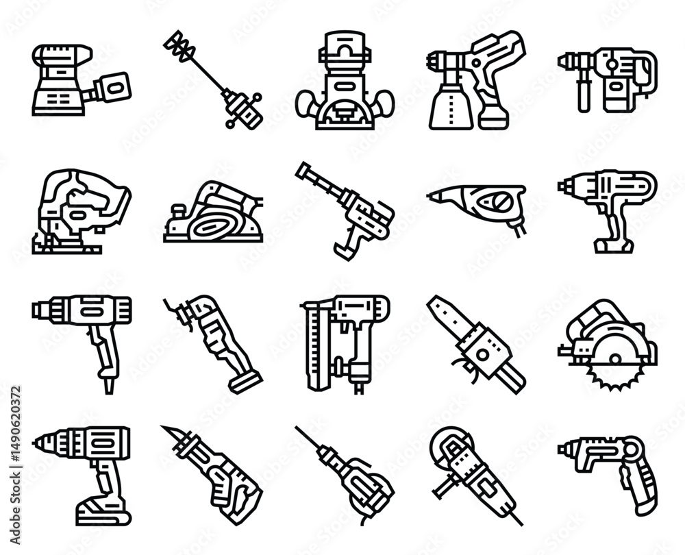 Obraz premium Assortment of stylized power tools