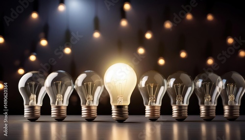 Unique Talent Concept with One Highlighted Bulb Standing Out